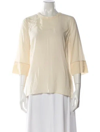 Pre-owned Brunello Cucinelli Silk Crew Neck Blouse W/ Tags In Neutral