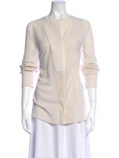 Pre-owned Brunello Cucinelli Silk Crew Neck Blouse In White