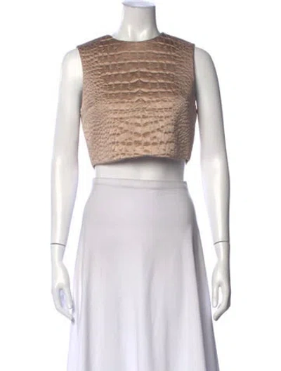 Pre-owned Brunello Cucinelli Silk Crew Neck Crop Top In Gray
