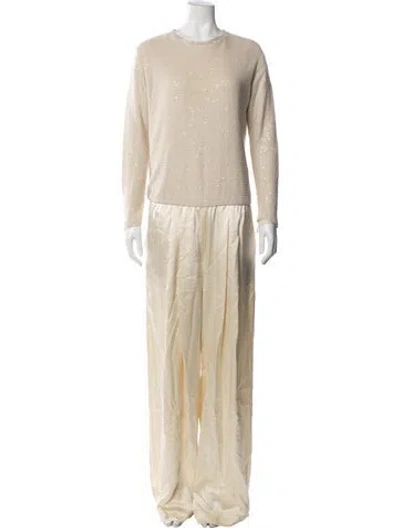 Pre-owned Brunello Cucinelli Silk Crew Neck Jumpsuit In Neutrals