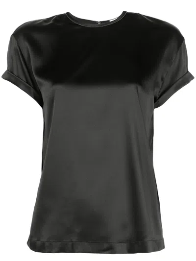 Brunello Cucinelli Silk Crew-neck T-shirt In Black