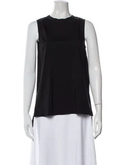 Pre-owned Brunello Cucinelli Silk Crew Neck Top In Black