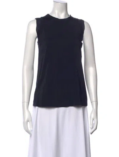 Pre-owned Brunello Cucinelli Silk Crew Neck Top In Blue