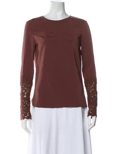 Pre-owned Brunello Cucinelli Silk Crew Neck Top In Brown