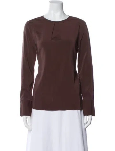 Pre-owned Brunello Cucinelli Silk Crew Neck Top In Brown