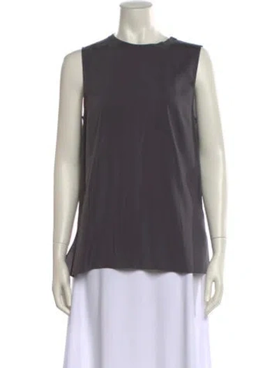 Pre-owned Brunello Cucinelli Silk Crew Neck Top In Gray