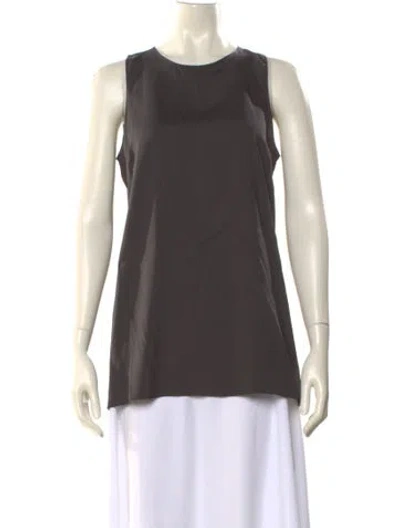 Pre-owned Brunello Cucinelli Silk Crew Neck Top In Gray