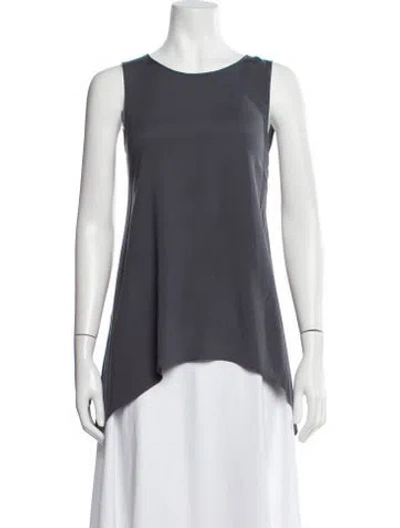 Pre-owned Brunello Cucinelli Silk Crew Neck Top In Gray