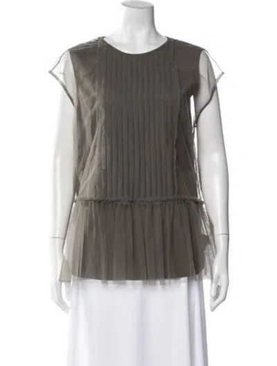 Pre-owned Brunello Cucinelli Silk Crew Neck Top In Gray