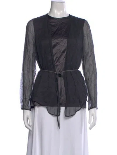 Pre-owned Brunello Cucinelli Silk Crew Neck Top In Gray