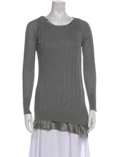 Pre-owned Brunello Cucinelli Silk Crew Neck Top In Gray