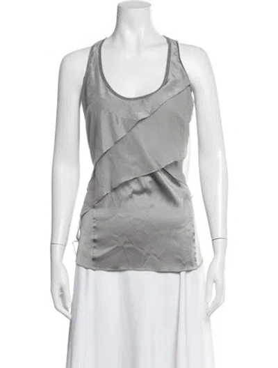 Pre-owned Brunello Cucinelli Silk Crew Neck Top In Grey/neutrals