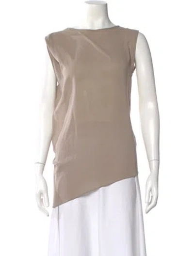 Pre-owned Brunello Cucinelli Silk Crew Neck Top In Neutral