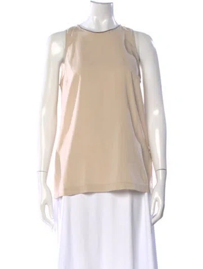 Pre-owned Brunello Cucinelli Silk Crew Neck Top In Neutral