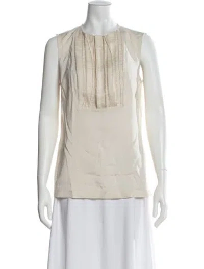 Pre-owned Brunello Cucinelli Silk Crew Neck Top In Neutral