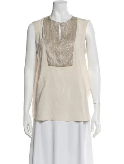 Pre-owned Brunello Cucinelli Silk Crew Neck Top In Neutral