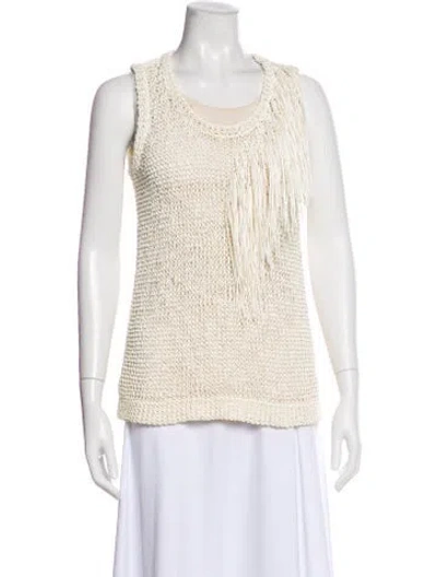 Pre-owned Brunello Cucinelli Silk Crew Neck Top In Neutral