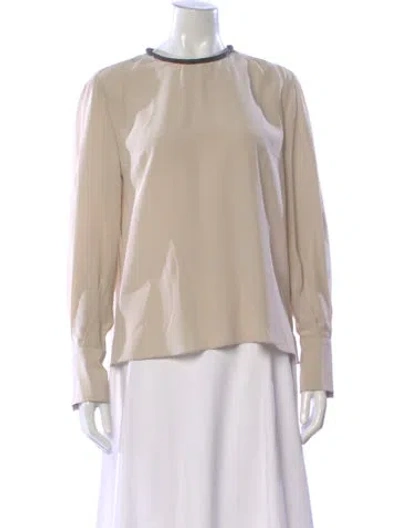 Pre-owned Brunello Cucinelli Silk Crew Neck Top In Neutral