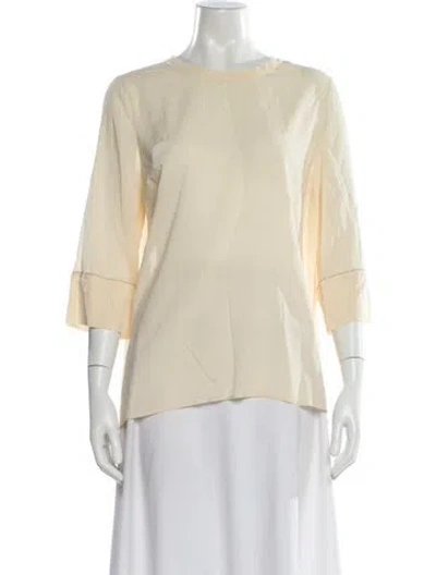 Pre-owned Brunello Cucinelli Silk Crew Neck Top W/ Tags In Neutral