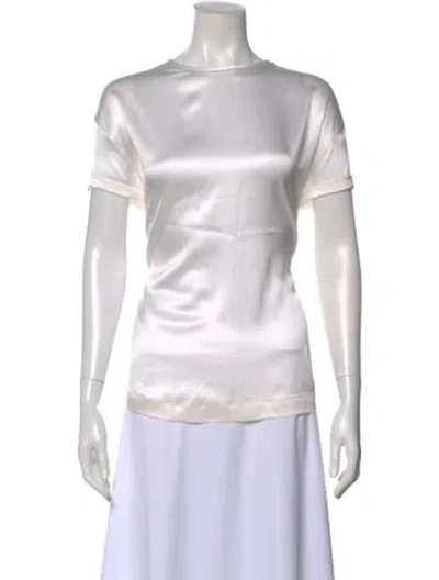 Pre-owned Brunello Cucinelli Silk Crew Neck Top W/ Tags In White