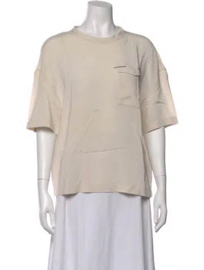 Pre-owned Brunello Cucinelli Silk Crew Neck Top In White