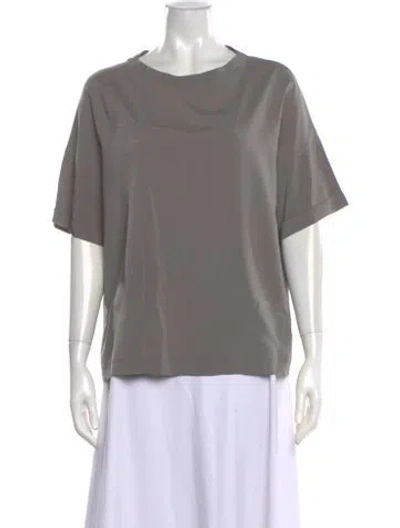 Pre-owned Brunello Cucinelli Silk Crew Neck T-shirt In Gray