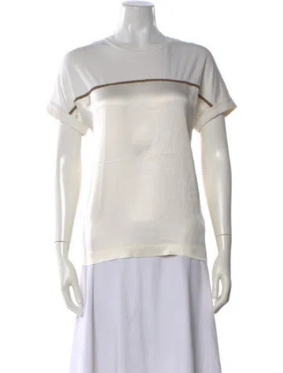 Pre-owned Brunello Cucinelli Silk Crew Neck T-shirt In Neutral