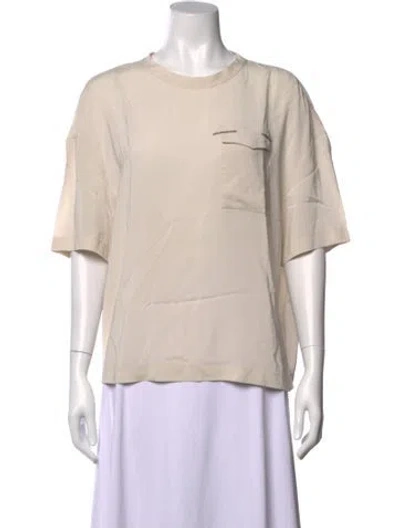 Pre-owned Brunello Cucinelli Silk Crew Neck T-shirt In Neutral