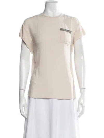 Pre-owned Brunello Cucinelli Silk Crew Neck T-shirt In Neutrals