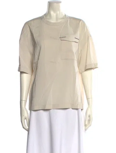 Pre-owned Brunello Cucinelli Silk Crew Neck T-shirt W/ Tags In Neutral