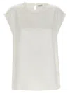 Brunello Cucinelli Silk Crewneck Blouse With Cut-out Details
