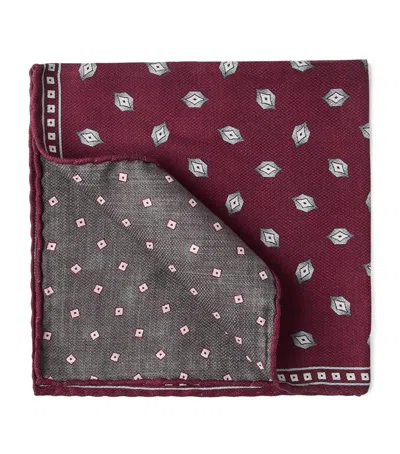 Brunello Cucinelli Silk Diamond Pocket Square In Red