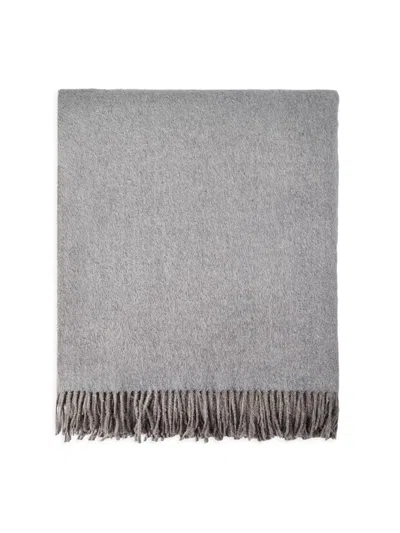Brunello Cucinelli Silk Double Cloth Throw With Fringe In Gray