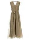 Shop Brunello Cucinelli Silk Dress Dresses Beige