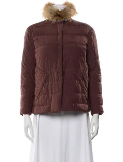 Pre-owned Brunello Cucinelli Silk Faux Fur Jacket In Brown