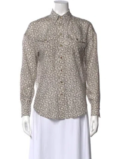 Pre-owned Brunello Cucinelli Silk Floral Print Blouse In Neutral