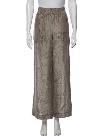 Pre-owned Brunello Cucinelli Silk Floral Print Pajamas In Neutral