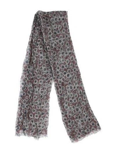 Pre-owned Brunello Cucinelli Silk Floral Print Scarf In Blue