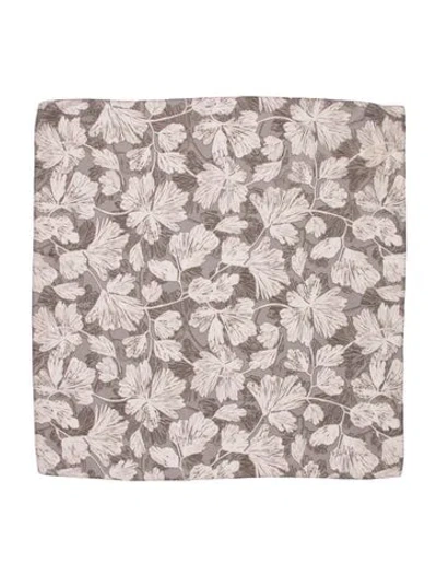 Pre-owned Brunello Cucinelli Silk Floral Print Scarf W/ Tags In Gray