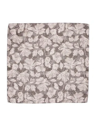 Pre-owned Brunello Cucinelli Silk Floral Print Scarf W/ Tags In Gray