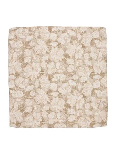 Pre-owned Brunello Cucinelli Silk Floral Print Scarf W/ Tags In Neutral