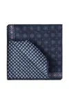 Brunello Cucinelli Geometric-patterned Silk Pocket Square In Blue