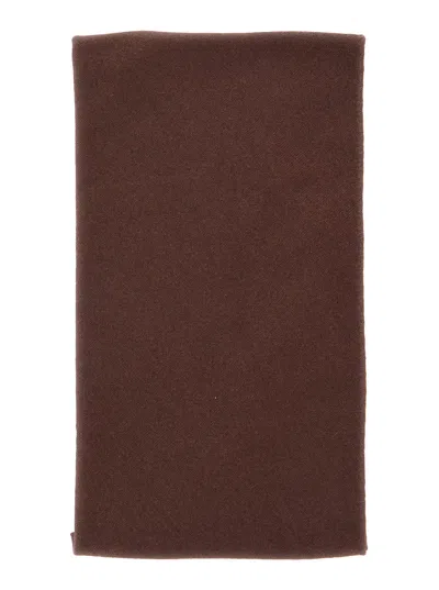 Brunello Cucinelli Cashmere Scarf With Monili Detail And Raw-cut Hem In Brown