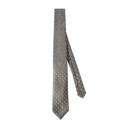 Brunello Cucinelli Silk Geometric Jacquard Tie In Beige