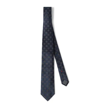 Brunello Cucinelli Silk Geometric Jacquard Tie In Blue