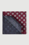 Brunello Cucinelli Silk Geometric Pattern Pocket Square In Burgundy