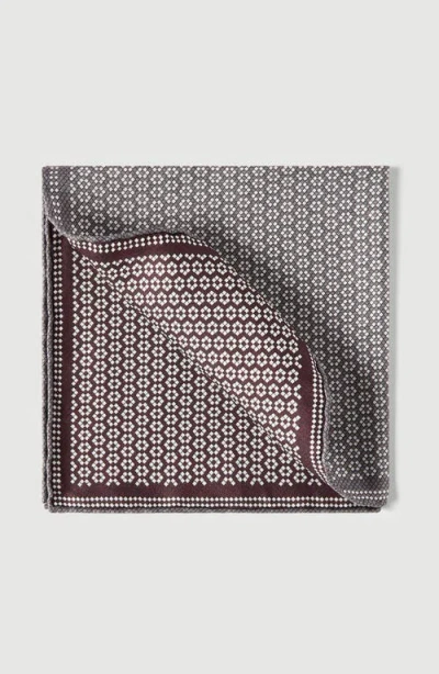 Brunello Cucinelli Silk Geometric Pattern Pocket Square In Brown