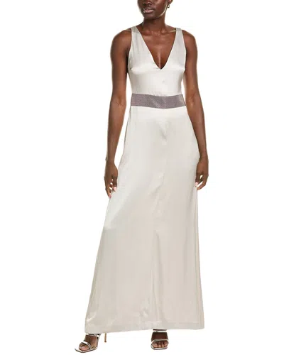 Brunello Cucinelli V-neck Midi Dress In White