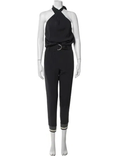 Pre-owned Brunello Cucinelli Silk Halterneck Jumpsuit In Black