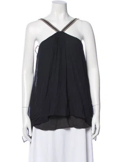 Pre-owned Brunello Cucinelli Silk Halterneck Top In Gray